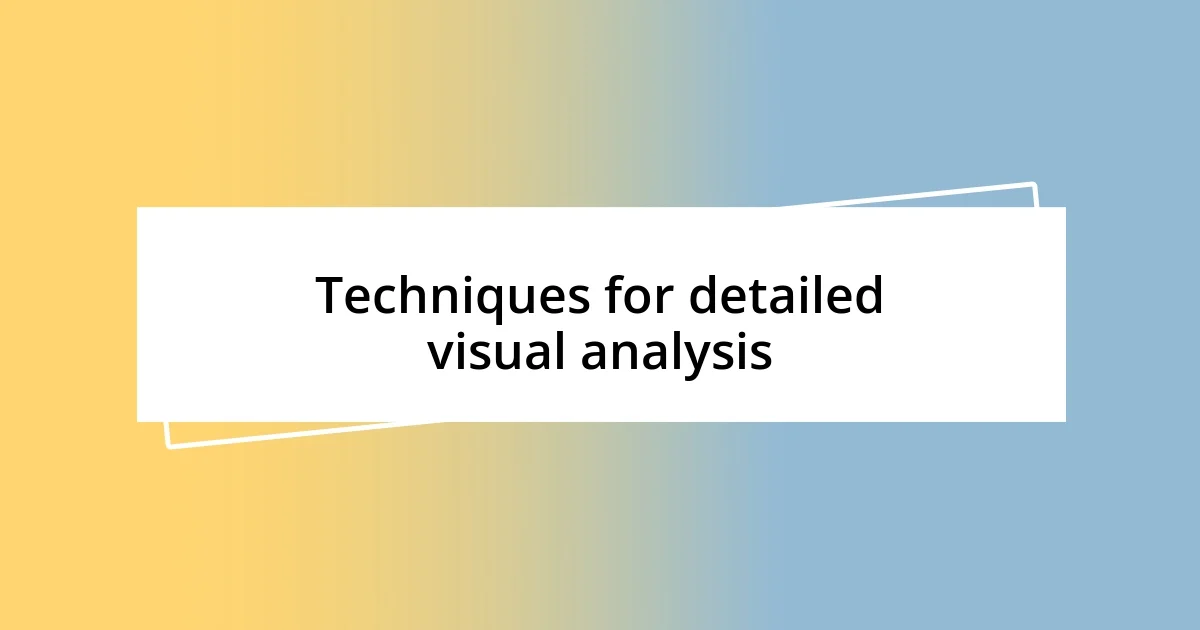 Techniques for detailed visual analysis