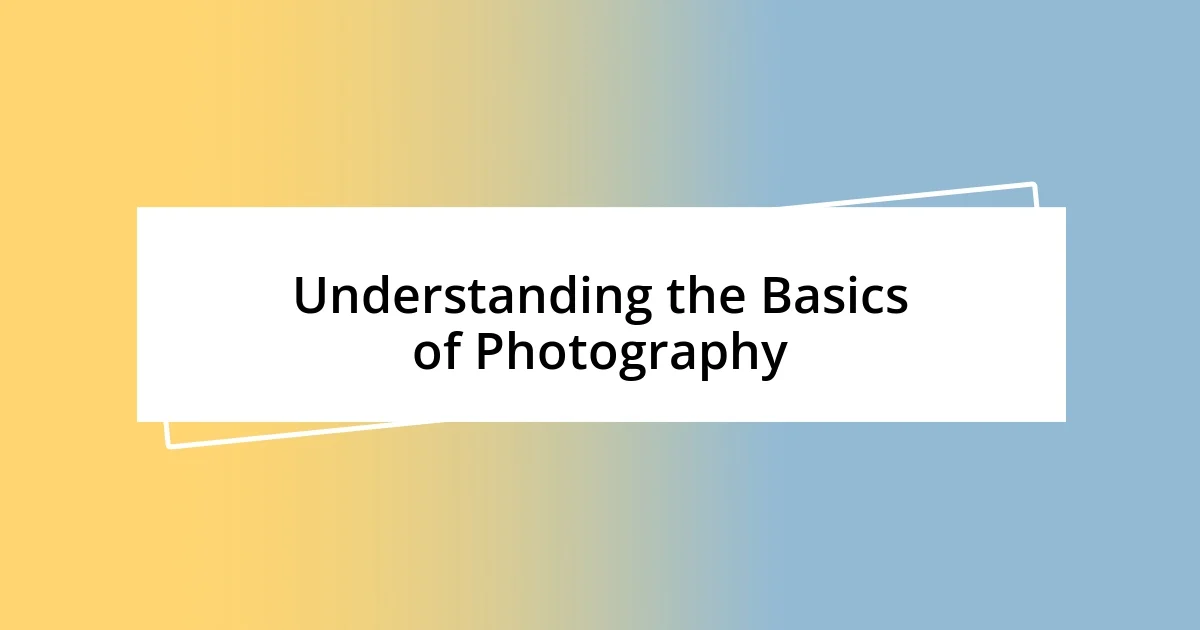 Understanding the Basics of Photography